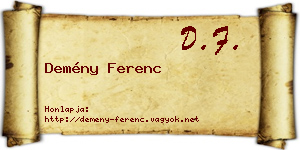 Demény Ferenc névjegykártya