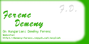ferenc demeny business card