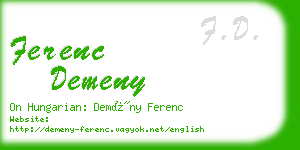 ferenc demeny business card